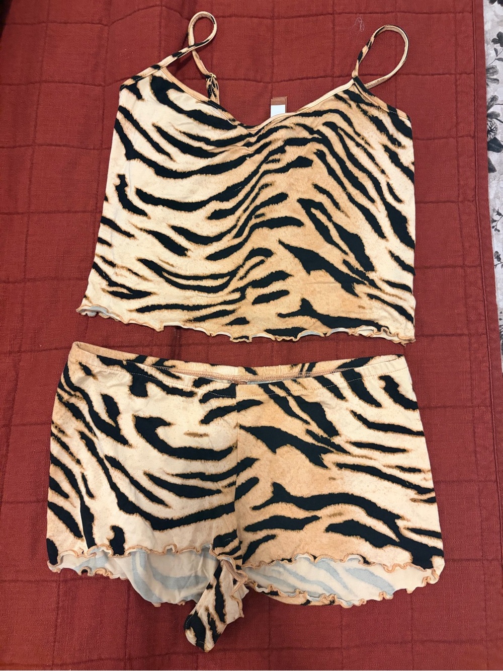 SKIMS Tiger Print Tank & Short Pajama Set - Tan/Black
